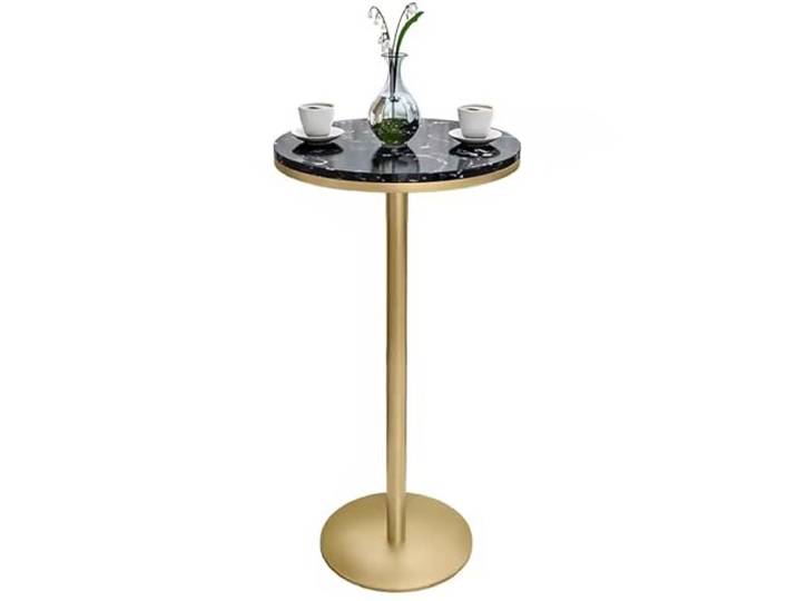 SXBHDM Runder Bartisch, 75cm 95cm 105cm Höhe, moderner Bistrotisch Stehtisch Esstisch Stabil Hoher Tisch mit schwarzer Marmorplatte und Metallsockel, für Küche, Esszimmer, Gold (Size : Height 95cm)