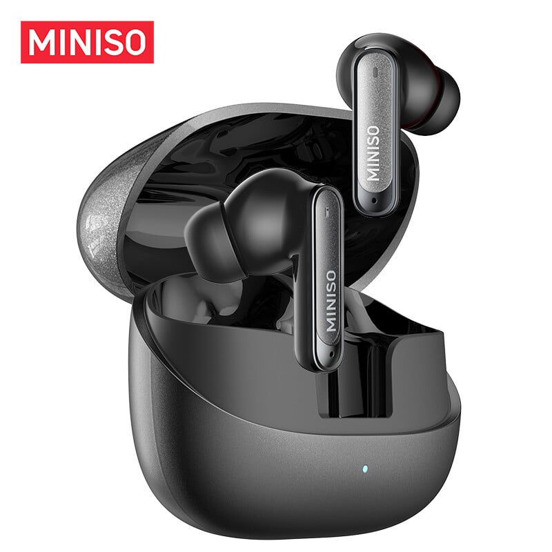 MINISO MS106 Draadloze Bluetooth 6.0 oordopjes met High Fidelity, IPX5 waterbestendig en AI-taalvertaling, zwart
