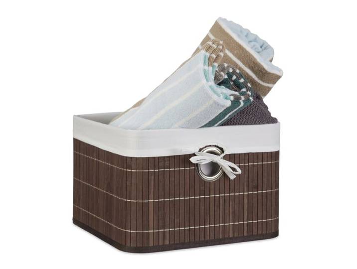 Relaxdays 4x Aufbewahrungskorb Bambus, braun