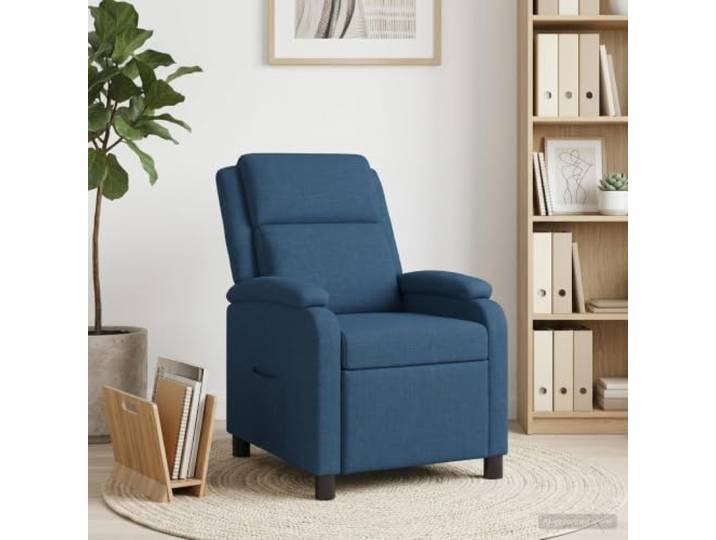 Liegesessel Blau Stoff mit verstellbarem Neigungswinkel Metall- und Holzgestell,100% Polyesterbezug,Neigung 115°-160°,Pflege mit feuchtem Tuch