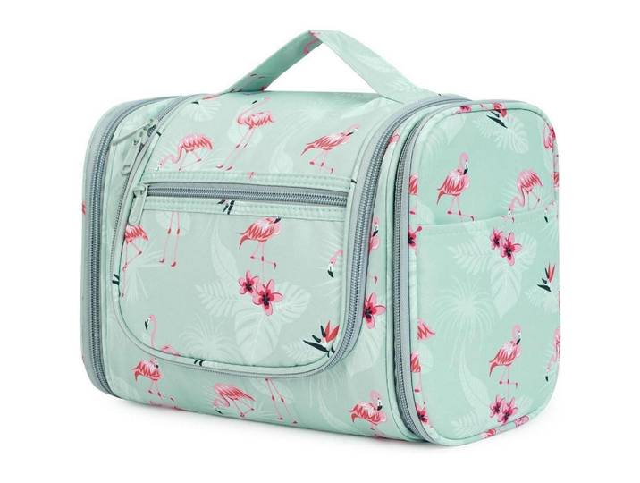 Kulturtasche zum Aufhängen mit Flamingo-Muster, extra groß, Mehrfarbig, 5x2x5 cm, Badaccessoires, Kosmetikdosen