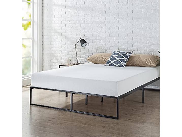 Zinus Lorelai Metallbett 180x200 cm - Höhe 31 cm mit Stauraum unter dem Bett - Bettrahmen mit Latternhost - Schwarz