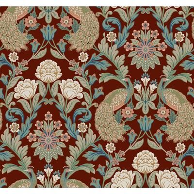 Ronald Redding Plume Dynasty Red Metallic Wallpaper