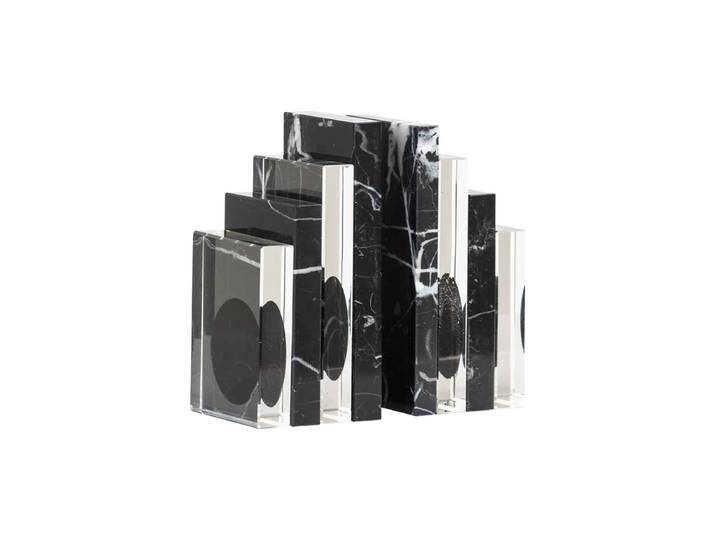 Design Buchstützen Set „Fancy“ aus Marmor und Glas Schwarz Richmond Interiors