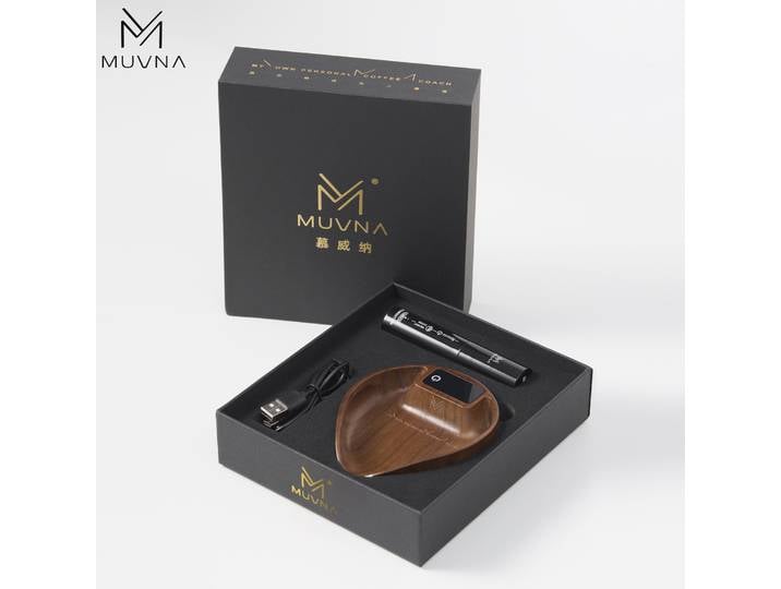 Balance à café MUVNA, plateau de pesage pour expresso, balance électronique professionnelle en noyer pour infusion manuelle / Précision de 0,1 g