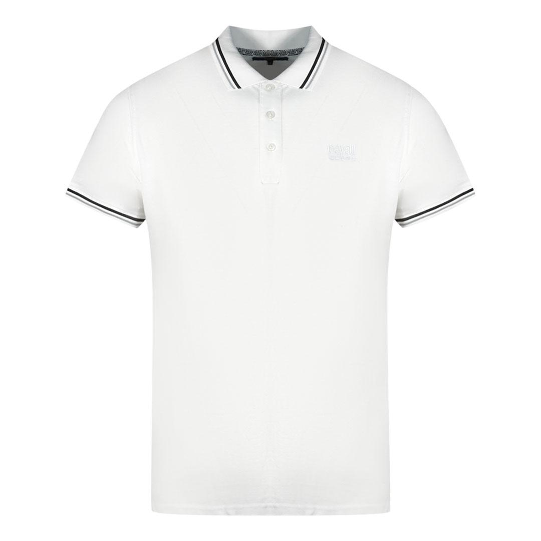Cavalli Class Zwillings-Tipp-Kragen Weißes Poloshirt