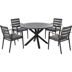 GARTENMÖBEL-SET 4-Sitzer Schwarz Metall Maletto/taviano