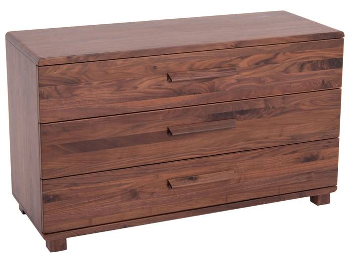 Kommode Sigma, Nussbaum Geölt, 3 Schubladen, b 120 cm / Hasena