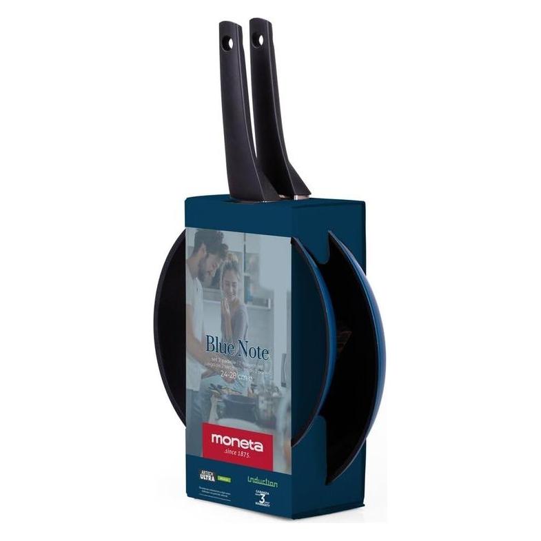 Moneta BlueNote 2er-Set antihaftbeschichtete Bratpfannen - 24 + 28 cm - Aluminium mit Bakelitgriffen - Blau (77660172)
