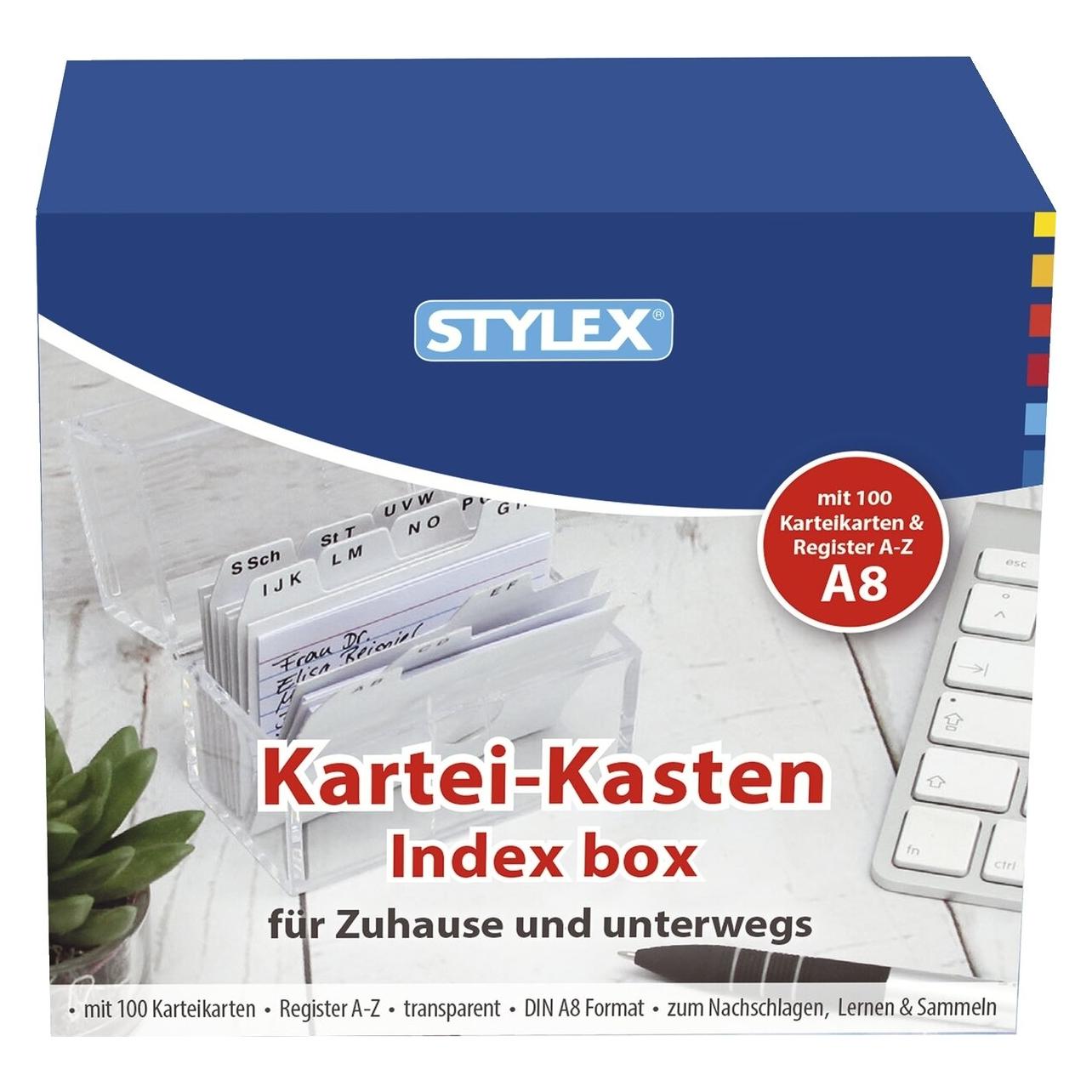 Stylex Karteikasten A8 glasklar inkl 100 Karteikarten (A8) (49973)