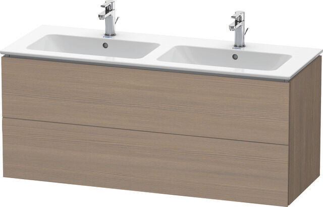 Duravit L-Cube meuble sous-vasque LC625803535 129x48,1x55cm, 2 tiroirs, mural, chêne terra