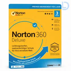 Norton 360 Deluxe | 3 Geräte | 1 Jahr Laufzeit | Antivirus & VPN Sicherheitslösung