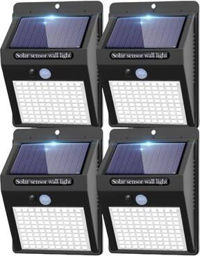 Uplift Picks 100 LED Solar Motion Sensor Light With 3 Lighting Modes 4 Pcs 0 5 W black