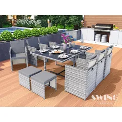 Swing&Harmonie Vegas Polyrattan Sitzgruppe Esstisch Lounge Gartenmöbel Essgruppe Sitzgarnitur Set - versch. Ausführungen