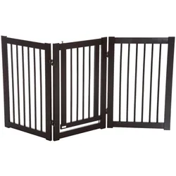 PawHut Absperrgitter für Hunde Schutzgitter Hundegitter Türschutzgitter Dunkelbraun 155 x 1,5 x 76 cm