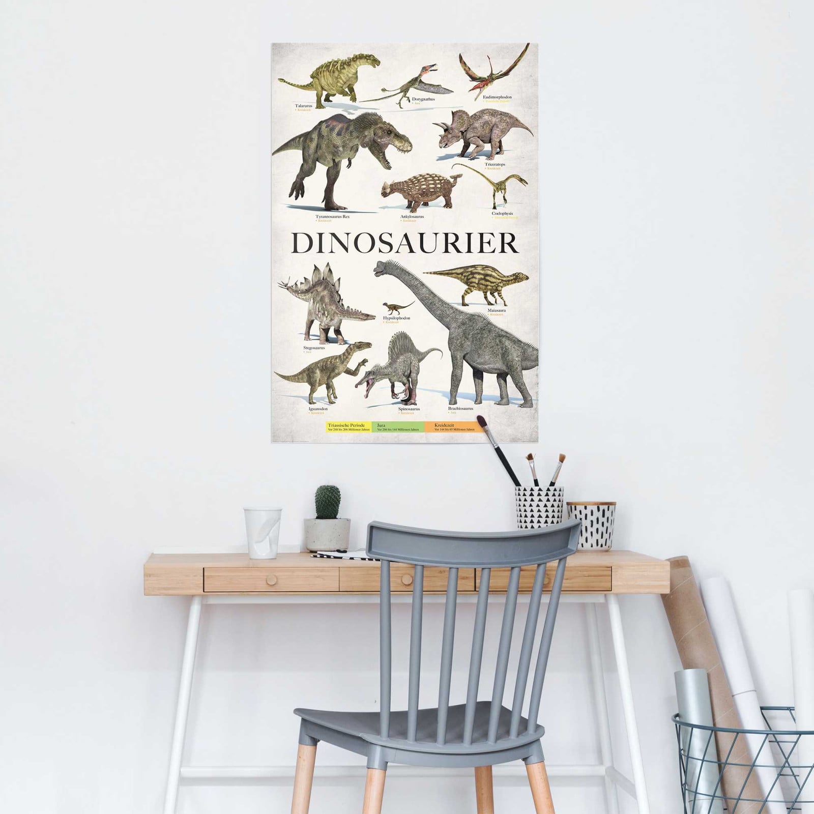 home24 Poster Dinos, Groen, 61 x 92 cm
