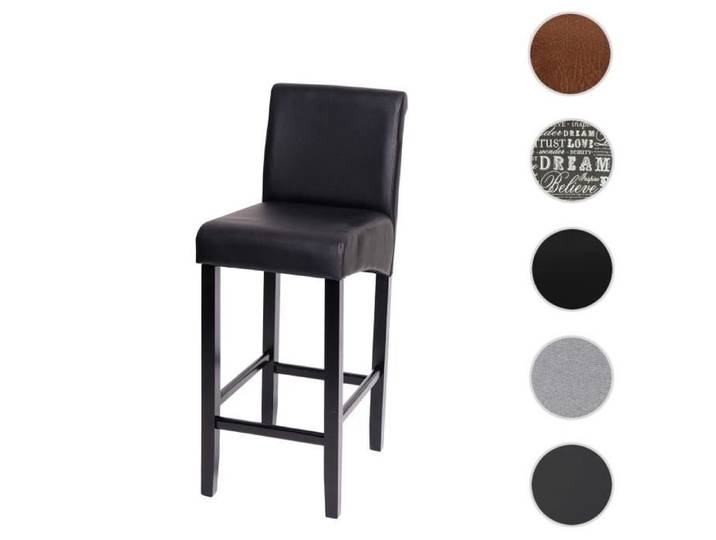 MCW Tabouret de bar MCW-C33 bois noir mat pieds foncés similicuir