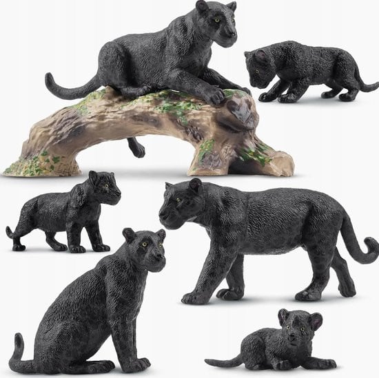 Set van 7 zwarte realistische dierfiguren voor kinderen