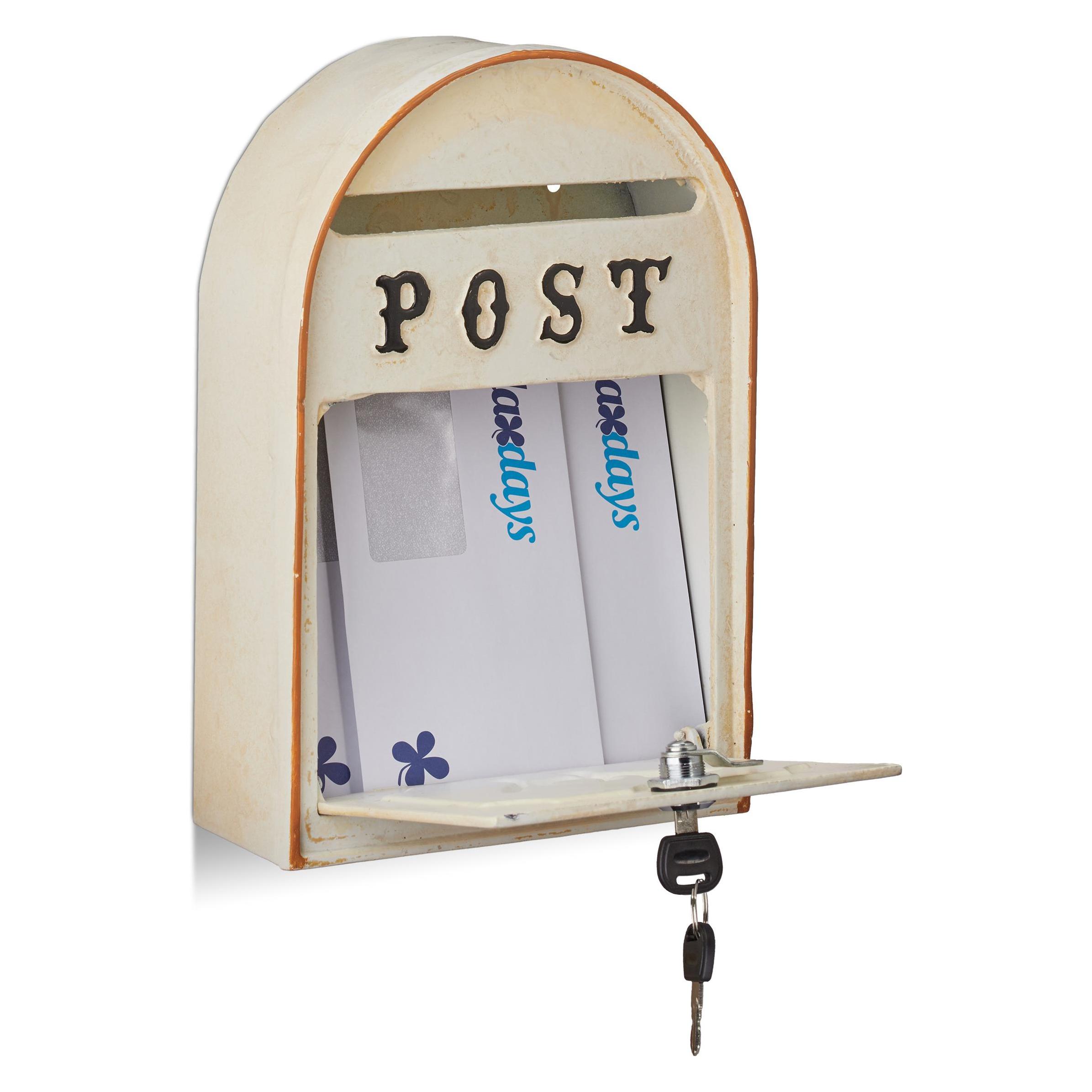 Relaxdays Briefkasten antik mit Posthorn (8.50 x 21.50 x 31.50 cm) (4052025229290)