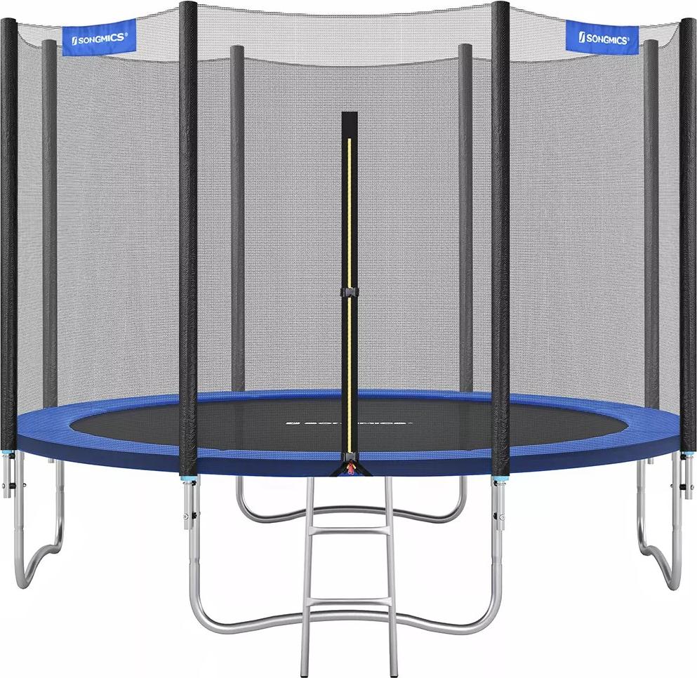 In And OutdoorMatch Trampolin Hyman - 366 cm - Mit Sicherheitsnetz & Leiter - Blau - Rund - Garten - bis 150 kg belastbar