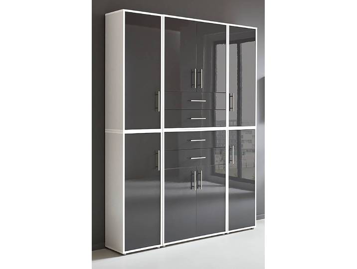 Armoire murale - 6 éléments A 85 x 114 x 33cm Blanc/Anthracite/Blanc