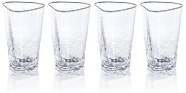 Zodax Kampari Triangular Highball Glasses with Platinum Rim, Set of 4
