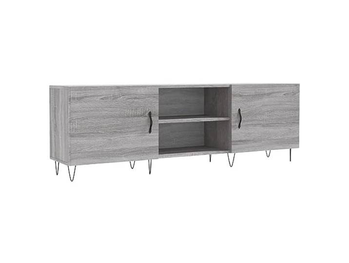 KUPTYERFG TV-Schrank Grau Sonoma 150x30x50 cm Lowboard Medienschrank Stabiles Lowboard fürs Wohnzimmer mit 4 Fächern, Tür & solider Oberplatte für Deko und Unterhaltungselektronik.