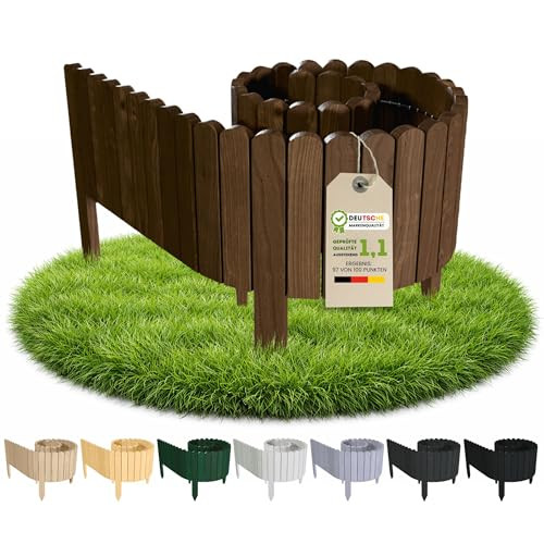 Floranica borderrand hout bruin, 200 cm breed x 40 cm hoog, flexibele houten tuinafscheiding op rol