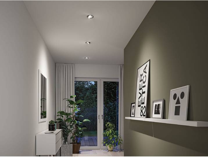 Plafonnier LED encastrable Ø 10cm Métal/Chrome Aluminium brossé LED Module LED