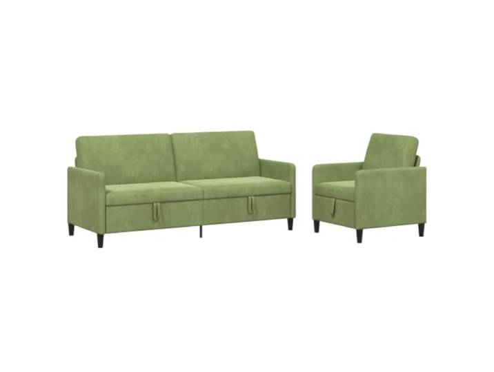 Coespram Sofagarnitur 2-Teilig mit Stauraum Polstersofa Hellgrün Platzsparendes 4-Sitzer Design für das Wohnzimmer mit klappbarem Sitzstauraum und stabiler Unterkonstruktion.