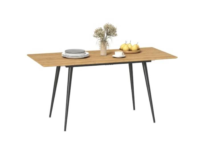 HOMCOM Esstisch Ausziehbar Rechteckig für 6-8 Personen 120-160 cm Naturholz Küchentisch, Holzoptik, Schiebeschienen und Verriegelungen, Esszimmertisch