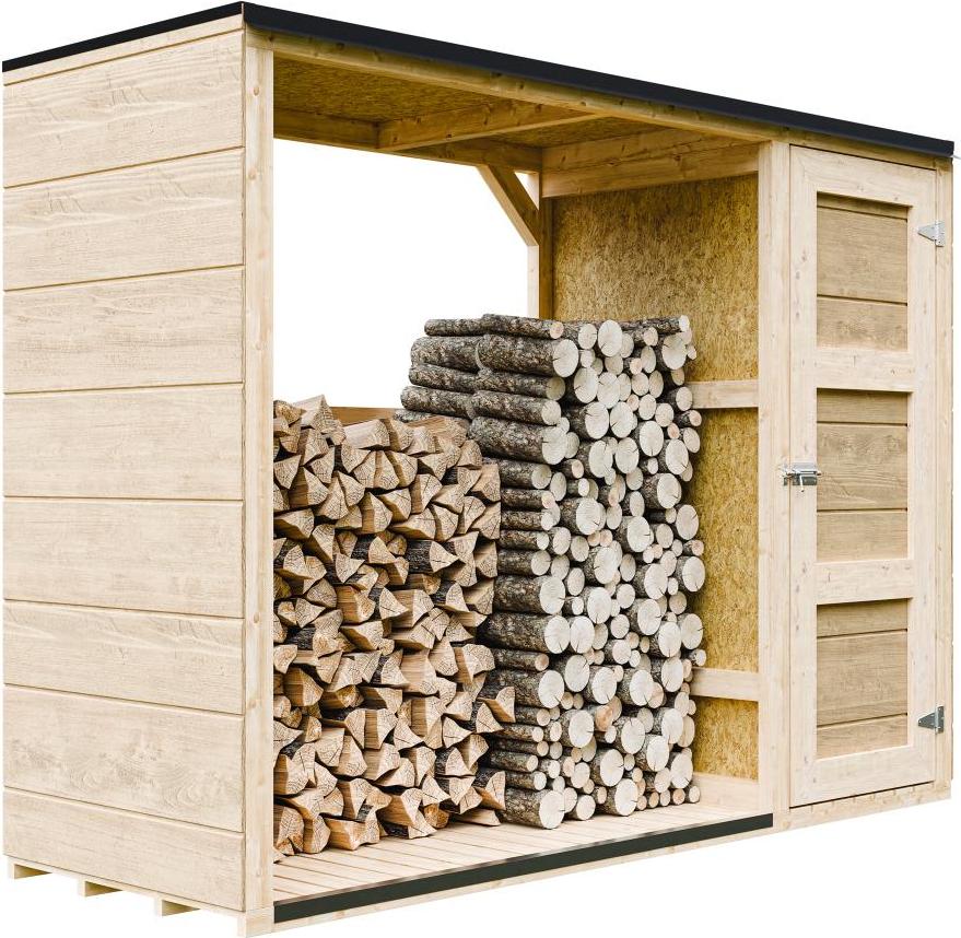 Brennholzlagerschuppen - 75 x 217 x H159 cm - Werkzeug- und Holzschuppen 1,09 m² + 0.53 m² - TIMBELA M981
