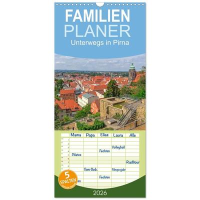 Familienplaner 2026 - Unterwegs in Pirna mit 5 Spalten (Wandkalender, 21 x 45 cm) CALVENDO