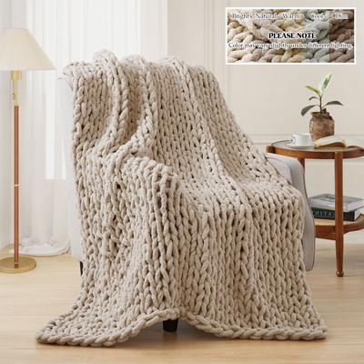 Peace Nest "Handmade Chunky Knit Chenille Yarn Throw Blanket 50""x60"""