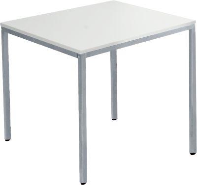 Schäfer Shop Pure Stahlrohrtisch, Quadrat, Quadratrohrfuß, B 800 x T 800 x H 720 mm, lichtgrau/weißaluminium