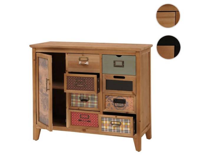 Commode de pharmacien HWC-O63 Bois 80x91x40cm Corps naturel