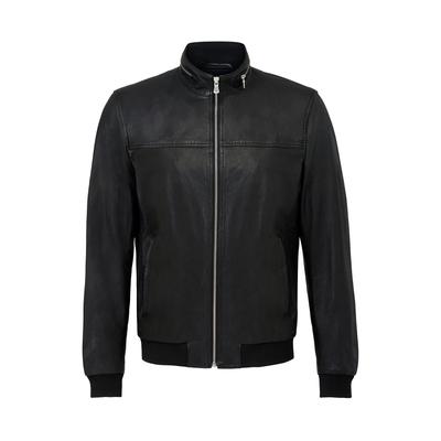 Blouson RICANO "Lederjacke Martinus", Herren, Gr. 3XL, schwarz, Obermaterial: 100% Lammnappaleder LANA. Futter: 100% Polyester PES., schmal, hoch geschlossener Ausschnitt, Jacken Blouson, Handgefertigt aus echtem Leder
