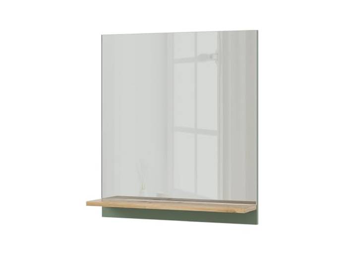 Vicco Badspiegel Marelle , Grün/Artisan-Eiche 60 x 67 cm Integrierte Ablage · Wandhängend · Für Bad & Wohnbereich · Für Kosmetik & Pflegeprodukte · Zeitloses Design