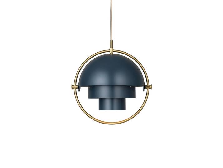 Multi-Lite Pendelleuchte S Messing/Midnight Blue - GUBI - Wohnzimmer - Design - Metall - Mit Schirm