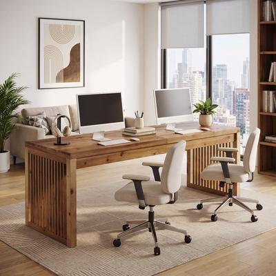 Bluebell 79-Inch Two-Person Computer Desk, Solid Wood Executive Desk for Home Office
