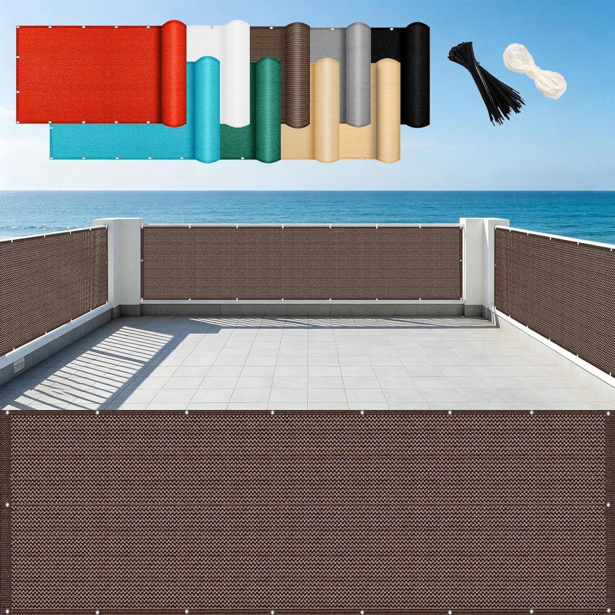 Balkonscherm HDPE Windscherm Privacydoek Bruin - 120 x 360 cm