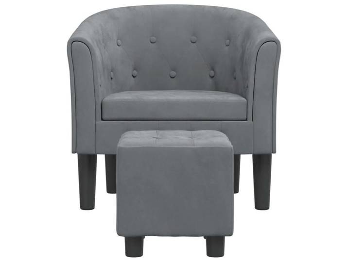 Fauteuil cabriolet salon - CLOUD - avec repose-pied gris foncé velours f218