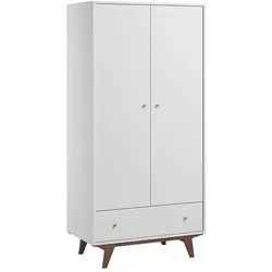 BABYKLEIDERSCHRANK 2 Türen Mid Weiß und Holz