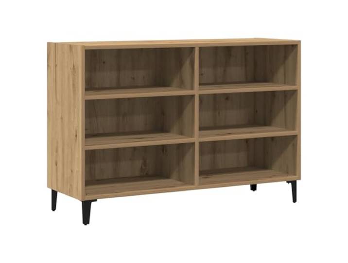 Fisinber Sideboard Artisan-Eiche 103,5x35x70 cm Holzwerkstoff Schrank Vielseitiges Beistellregal fürs Wohnzimmer mit 6 offenen Fächern für Dekoration und Bücher. Robust und pflegeleicht.