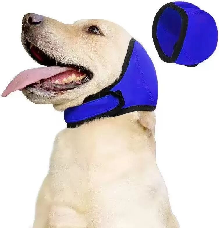 INF Sommer Hunde Schwimmen Wasserdichte Kopfbedeckung Ohrenschützer - Lärmreduzierung & Beruhigung S Blau