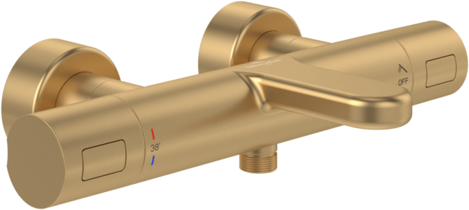 Villeroy und Boch Villeroy & Boch Universal Taps & Fittings Wannen-Thermostat TVT00000100076 rund, verstellbarer Strahlregler, Wandmontage, brushed gold