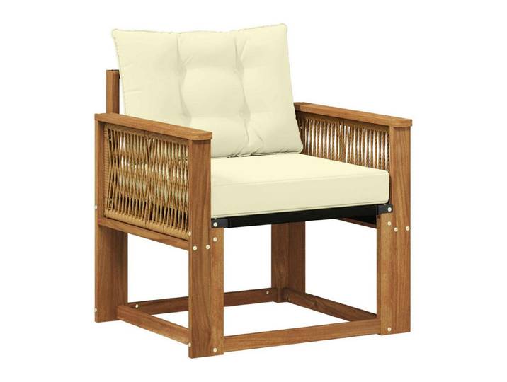 vidaXL Sofaelement Outdoor Mittelsofa Massives nholz und Textilene Natur (1 St)