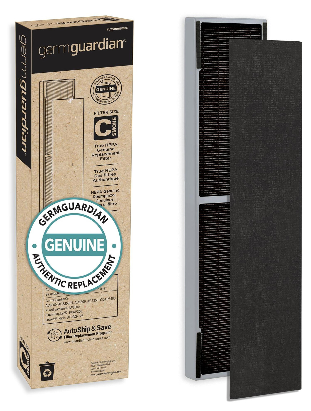 GermGuardian Filter C vervangingsfilter voor rooklucht met HEPA-filter