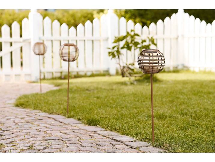 Garten Solarlampe „Elmara“ – wetterfest für Balkon & Outdoor-Bereich - natur, schwarz - Luxusbetten24