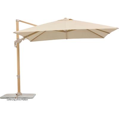 Ampelschirm SCHNEIDER SCHIRME "»Rhodos Twist Loft«", beige (natur), Obermaterial: 100% Polyester, Standschirme, 300x300 cm, flexibler Ampelschirm in moderner Leinenstruktur, Topseller